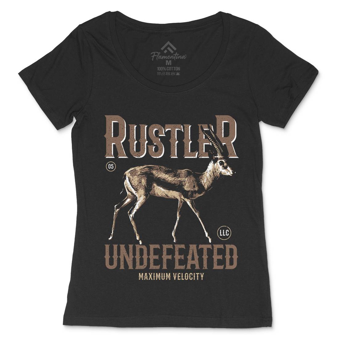 Gazelle Rustler Womens Scoop Neck T-Shirt Animals B727