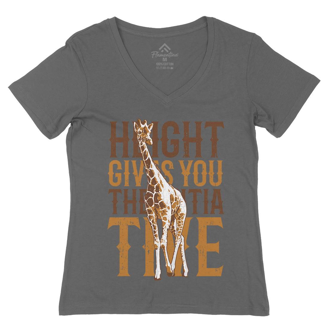 Giraffe Initiative Womens Organic V-Neck T-Shirt Animals B729