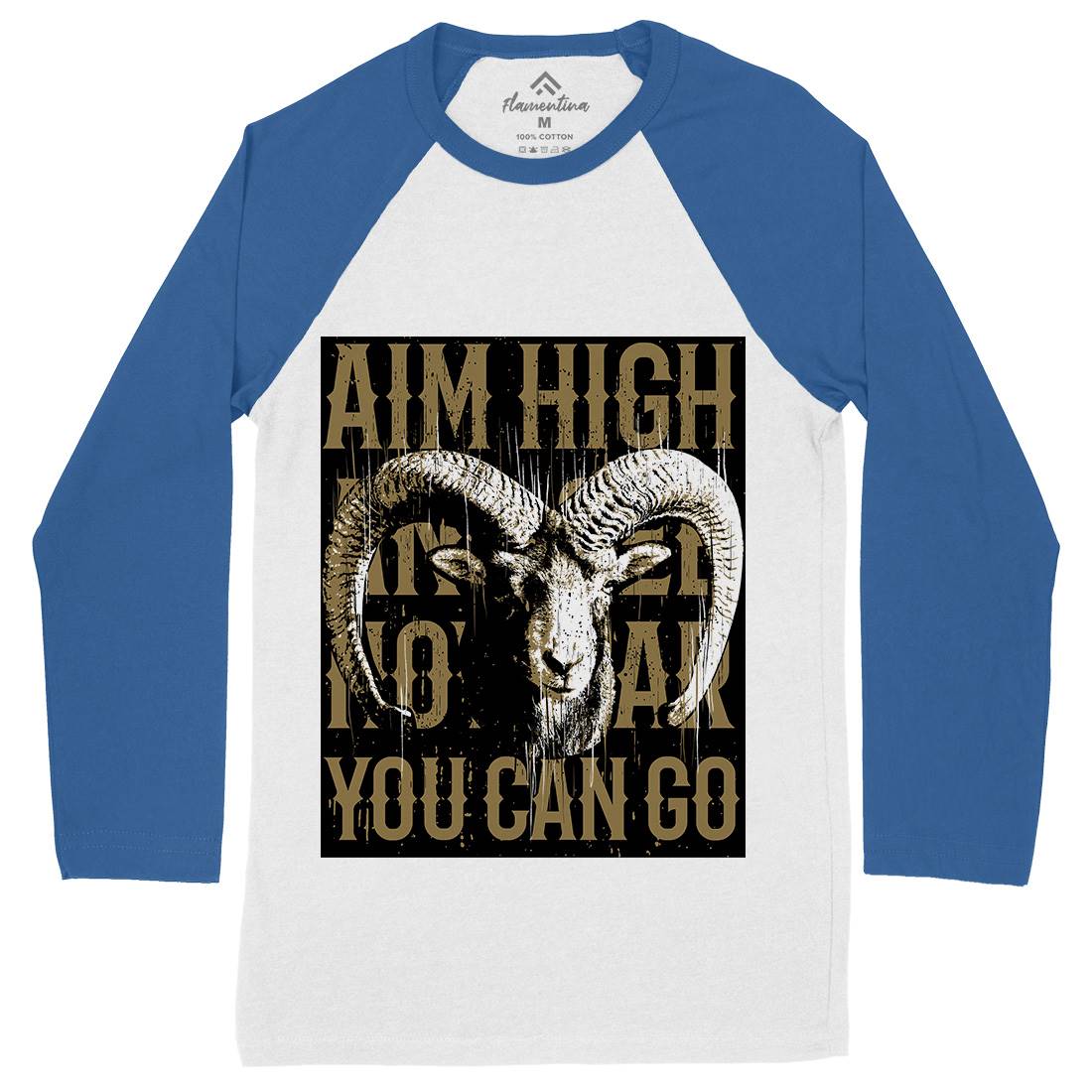 Goat High Mens Long Sleeve Baseball T-Shirt Animals B730