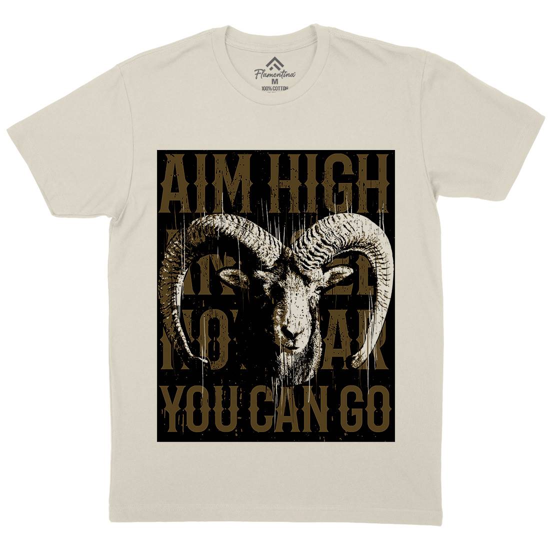 Goat High Mens Organic Crew Neck T-Shirt Animals B730