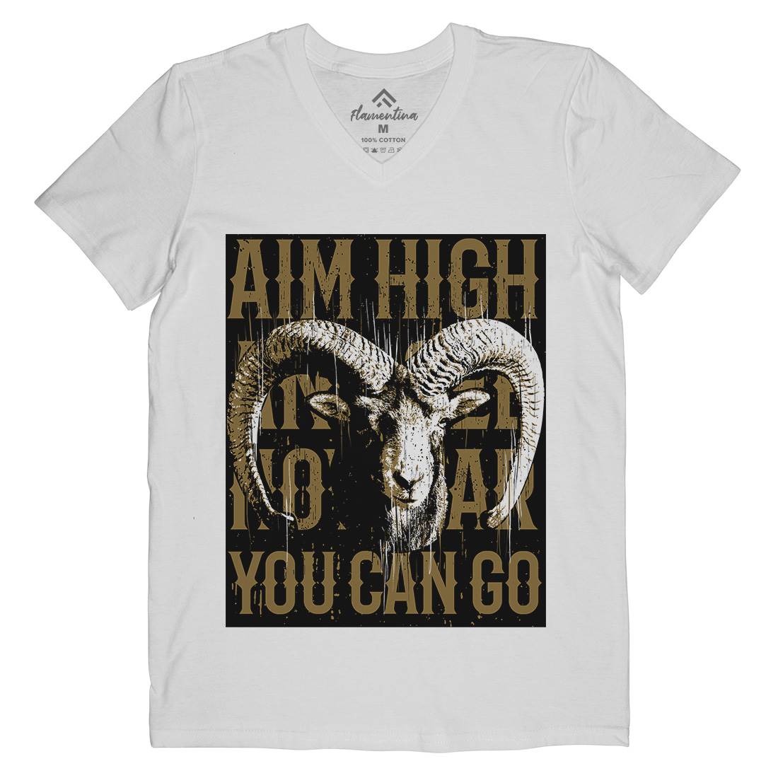 Goat High Mens Organic V-Neck T-Shirt Animals B730