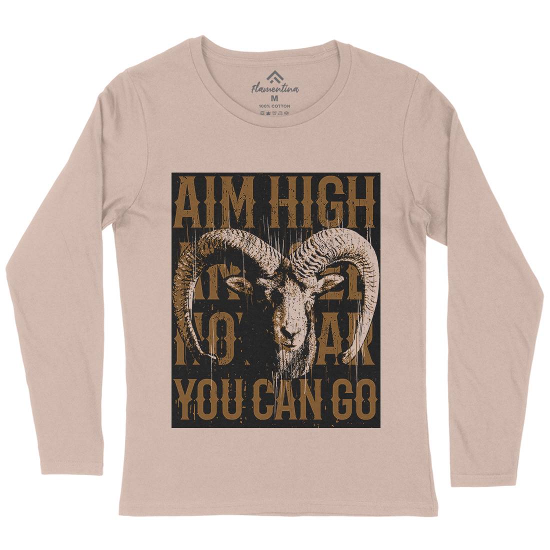 Goat High Womens Long Sleeve T-Shirt Animals B730