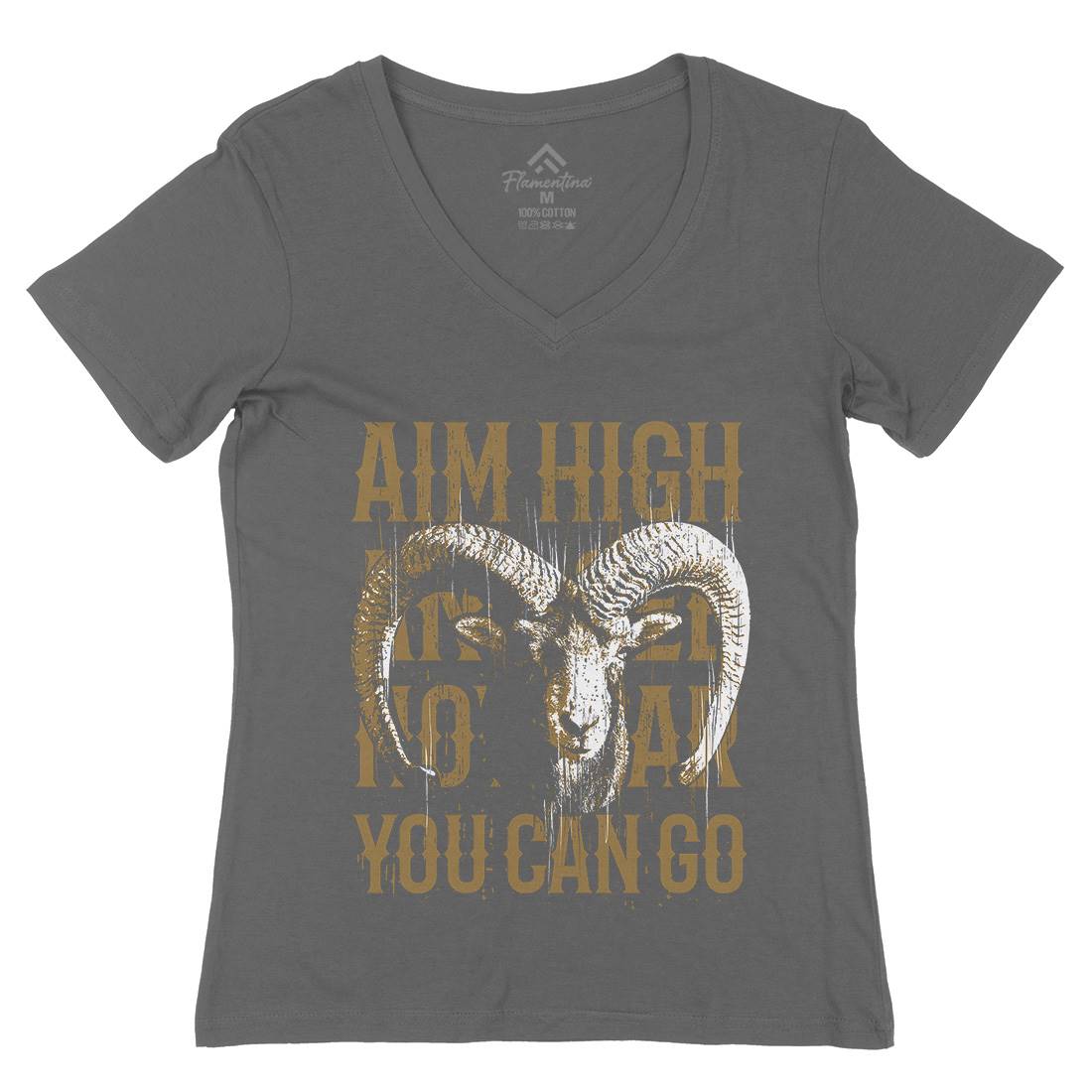 Goat High Womens Organic V-Neck T-Shirt Animals B730