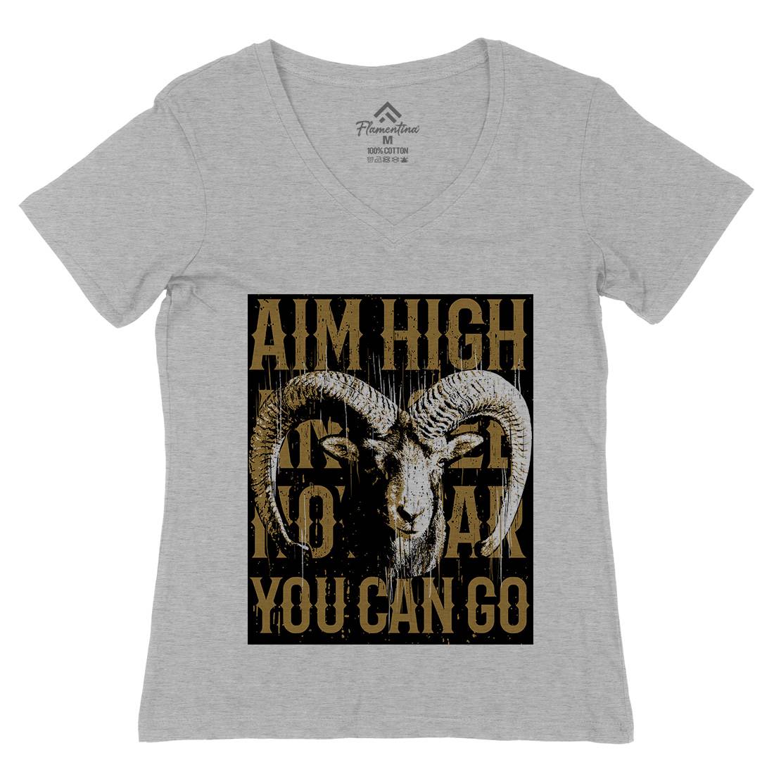 Goat High Womens Organic V-Neck T-Shirt Animals B730