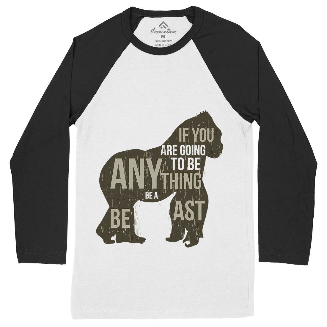 Gorilla Beast Mens Long Sleeve Baseball T-Shirt Animals B731