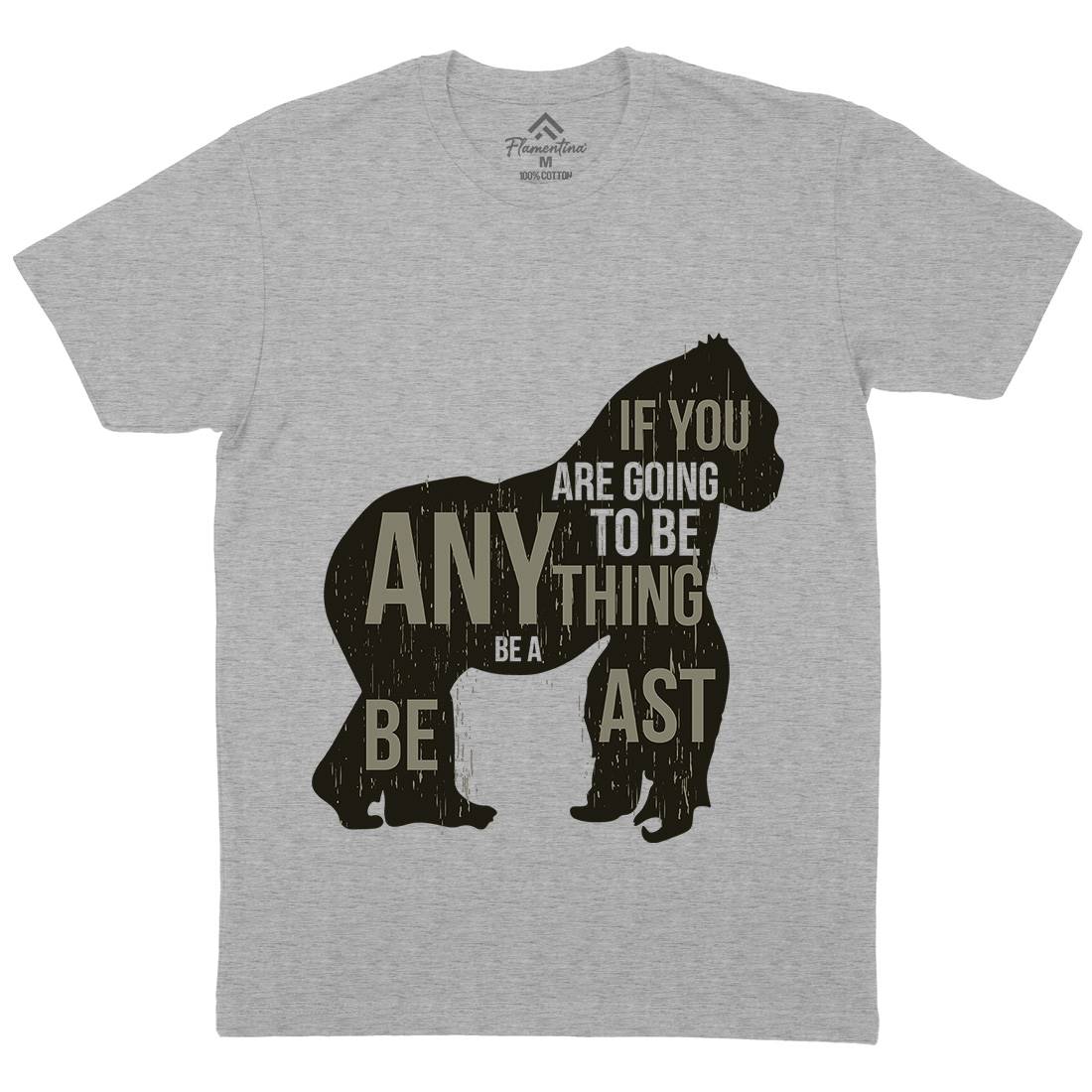 Gorilla Beast Mens Organic Crew Neck T-Shirt Animals B731