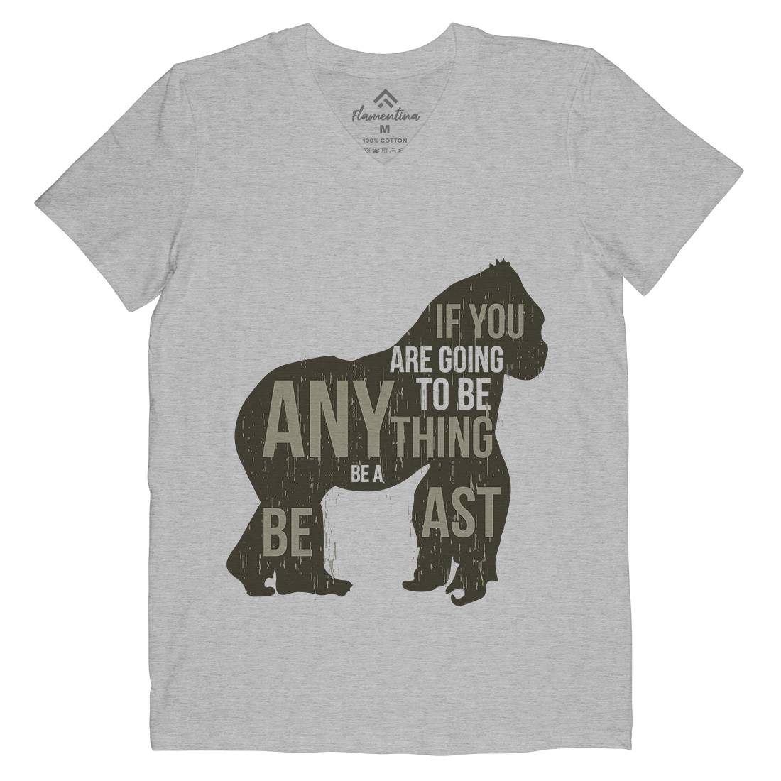 Gorilla Beast Mens Organic V-Neck T-Shirt Animals B731