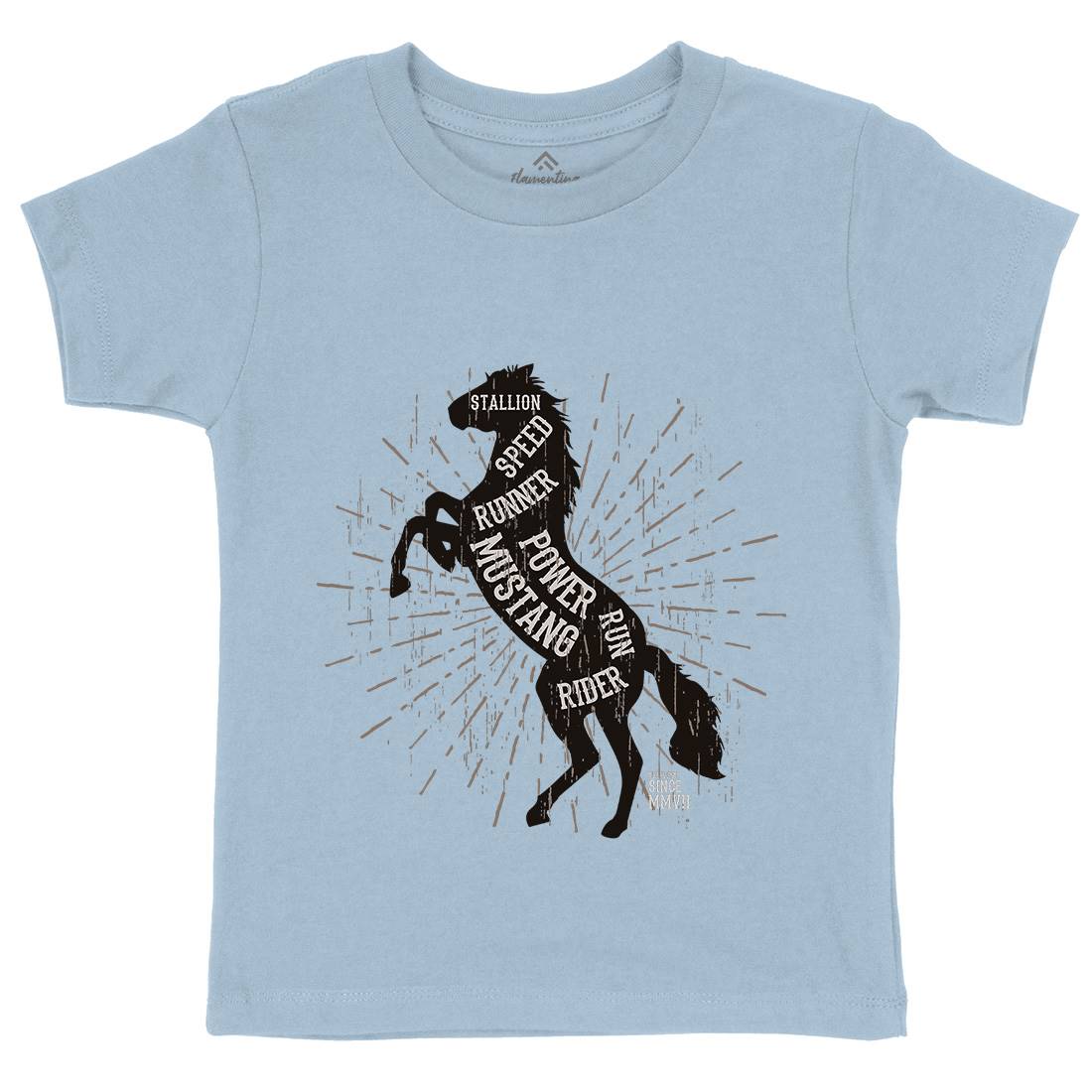Horse Mustang Kids Organic Crew Neck T-Shirt Animals B733