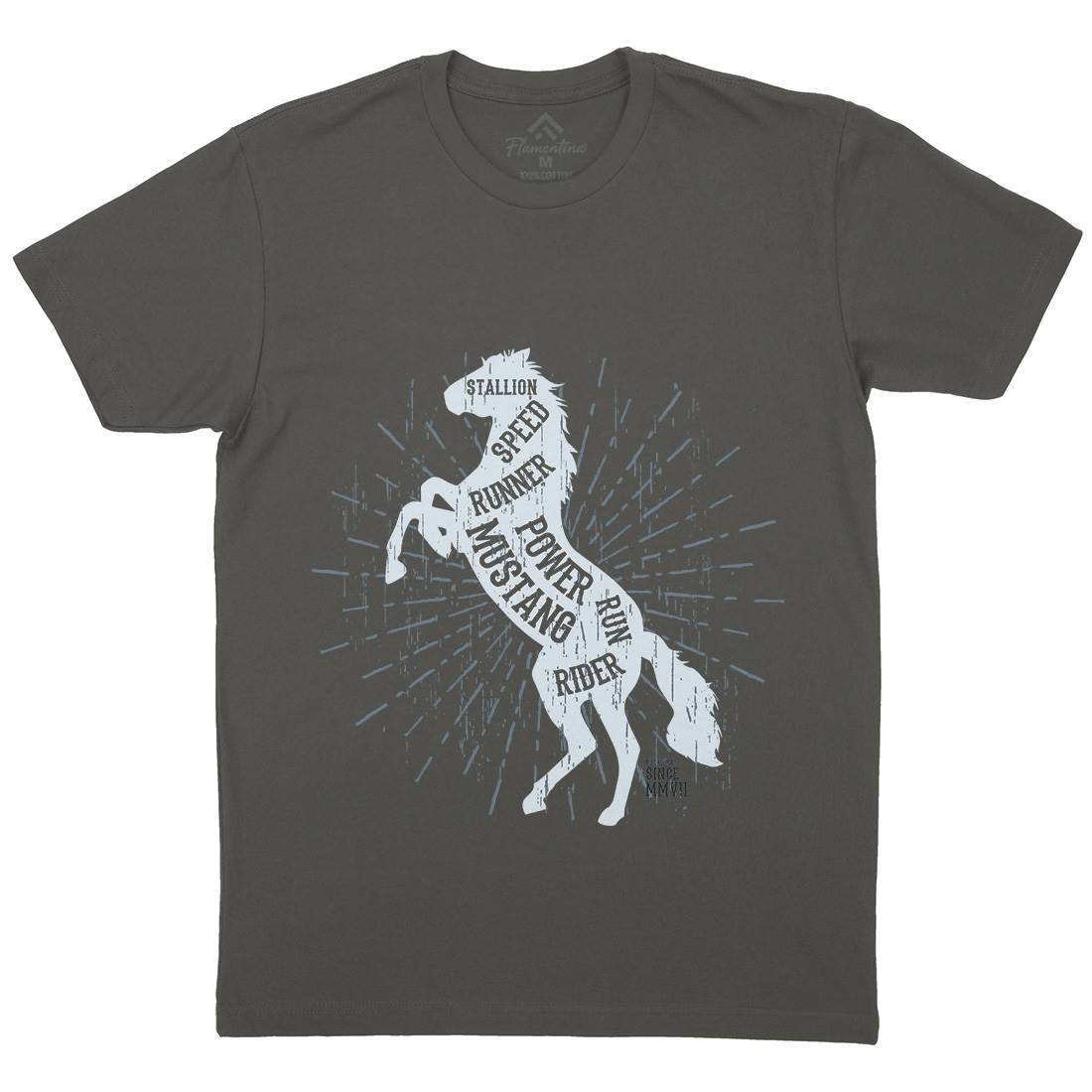 Horse Mustang Mens Organic Crew Neck T-Shirt Animals B733