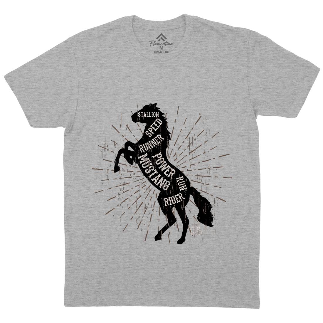 Horse Mustang Mens Crew Neck T-Shirt Animals B733