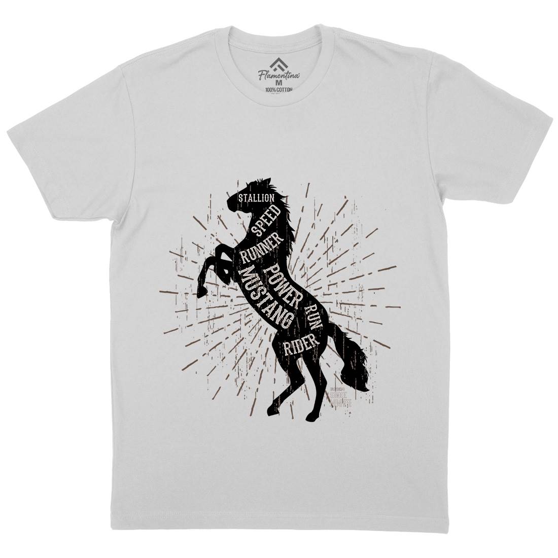 Horse Mustang Mens Crew Neck T-Shirt Animals B733