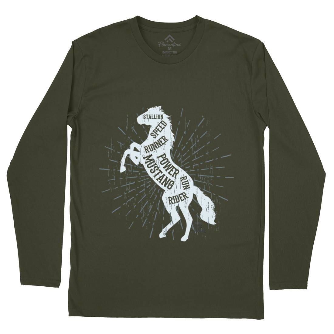 Horse Mustang Mens Long Sleeve T-Shirt Animals B733