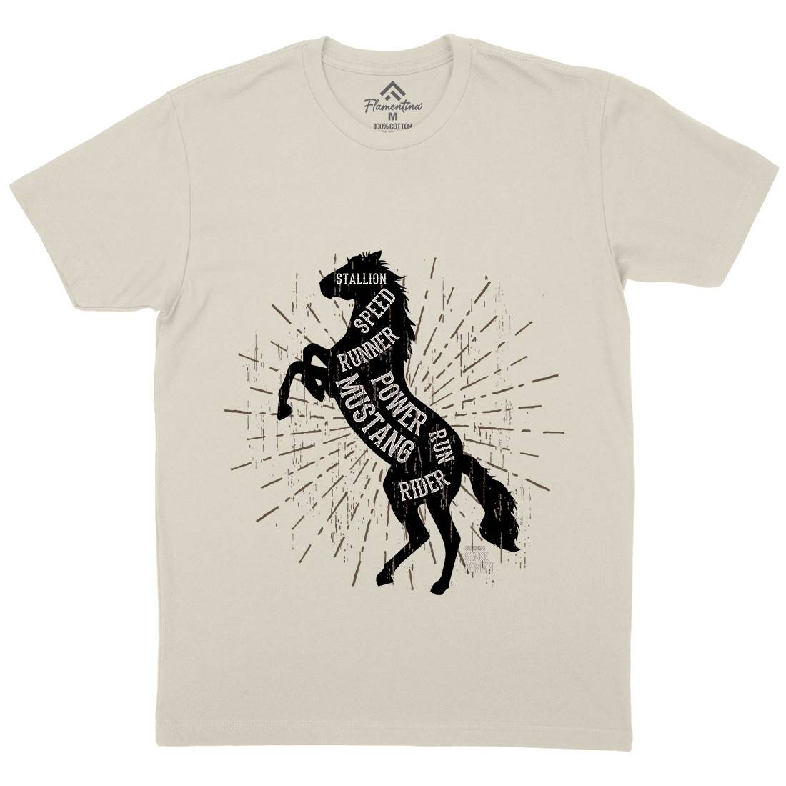Horse Mustang Mens Organic Crew Neck T-Shirt Animals B733