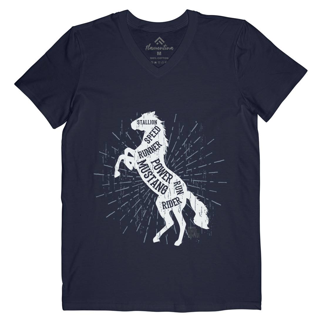 Horse Mustang Mens Organic V-Neck T-Shirt Animals B733