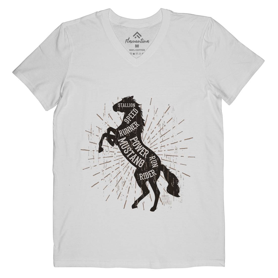 Horse Mustang Mens Organic V-Neck T-Shirt Animals B733