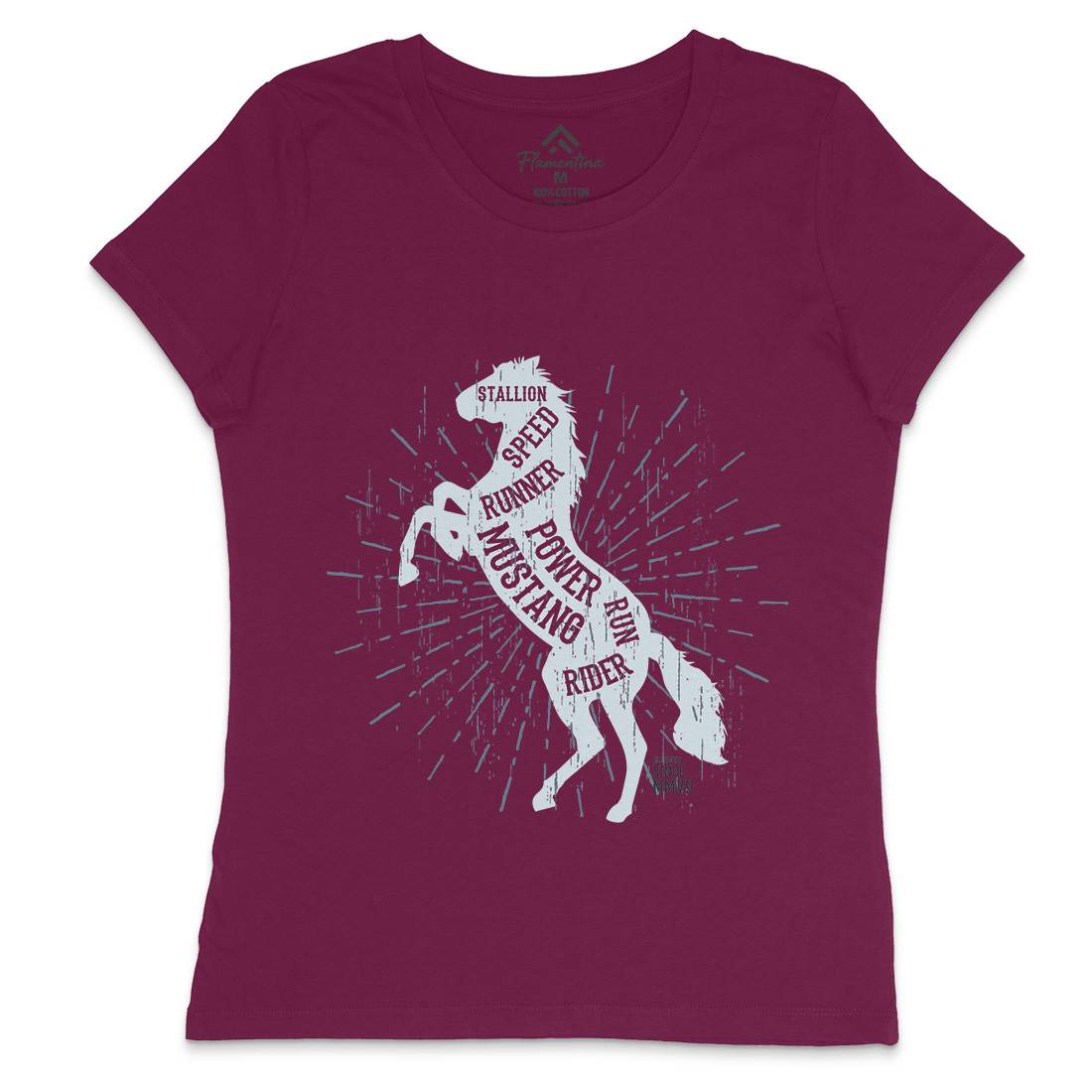 Horse Mustang Womens Crew Neck T-Shirt Animals B733