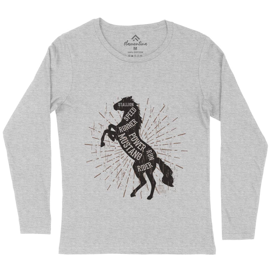 Horse Mustang Womens Long Sleeve T-Shirt Animals B733