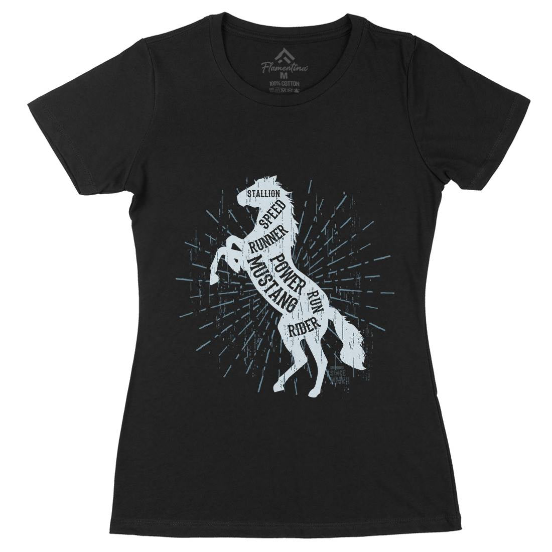 Horse Mustang Womens Organic Crew Neck T-Shirt Animals B733