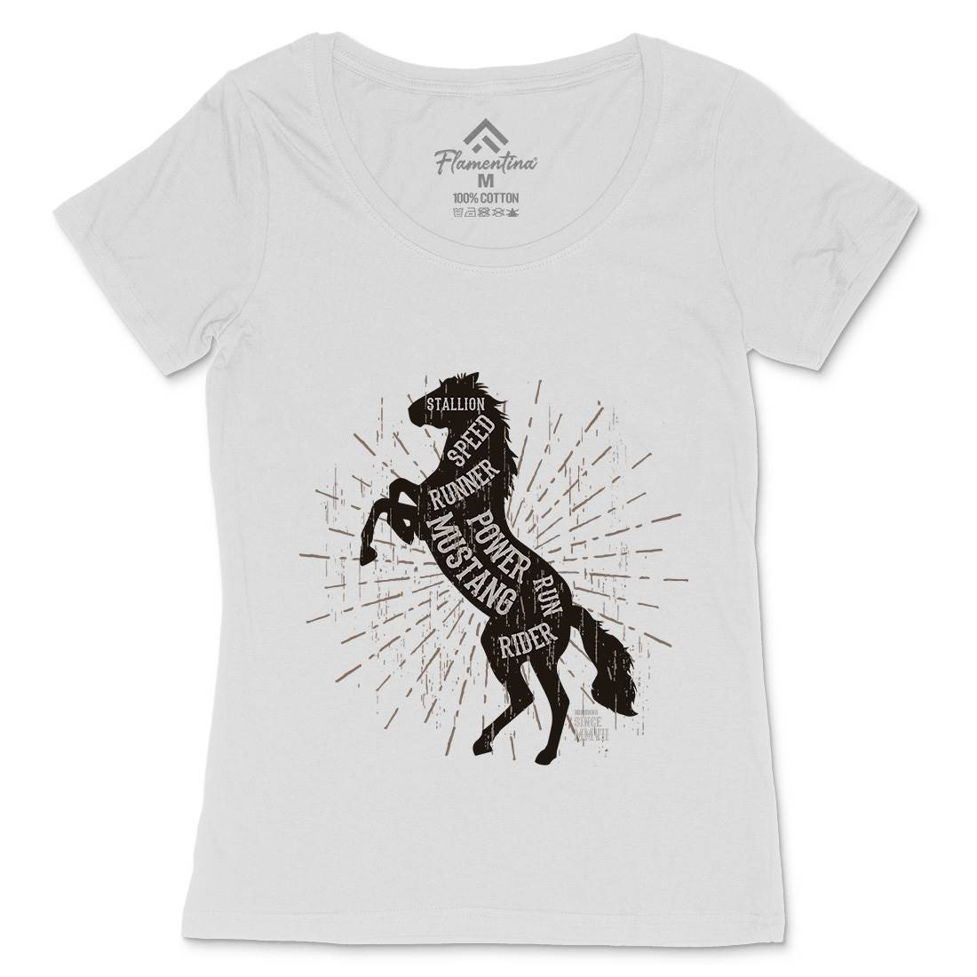 Horse Mustang Womens Scoop Neck T-Shirt Animals B733