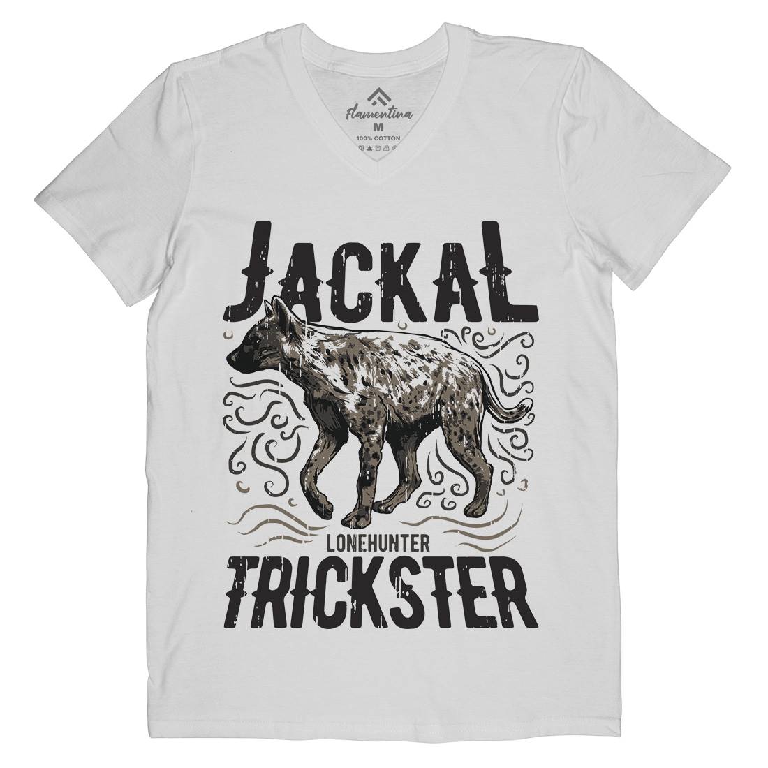 Jackal Hyena Mens Organic V-Neck T-Shirt Animals B734