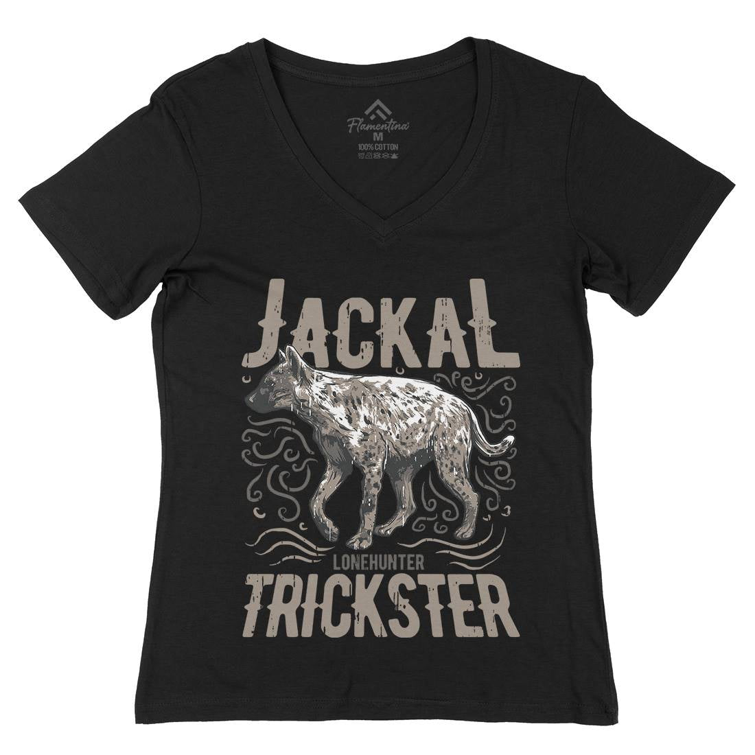 Jackal Hyena Womens Organic V-Neck T-Shirt Animals B734