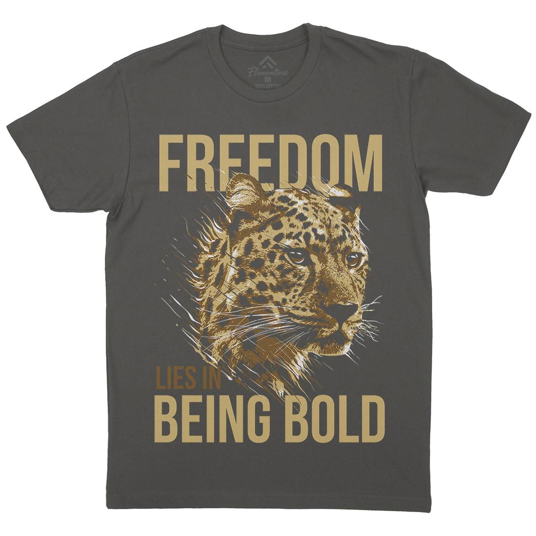 Leopard Mens Organic Crew Neck T-Shirt Animals B735
