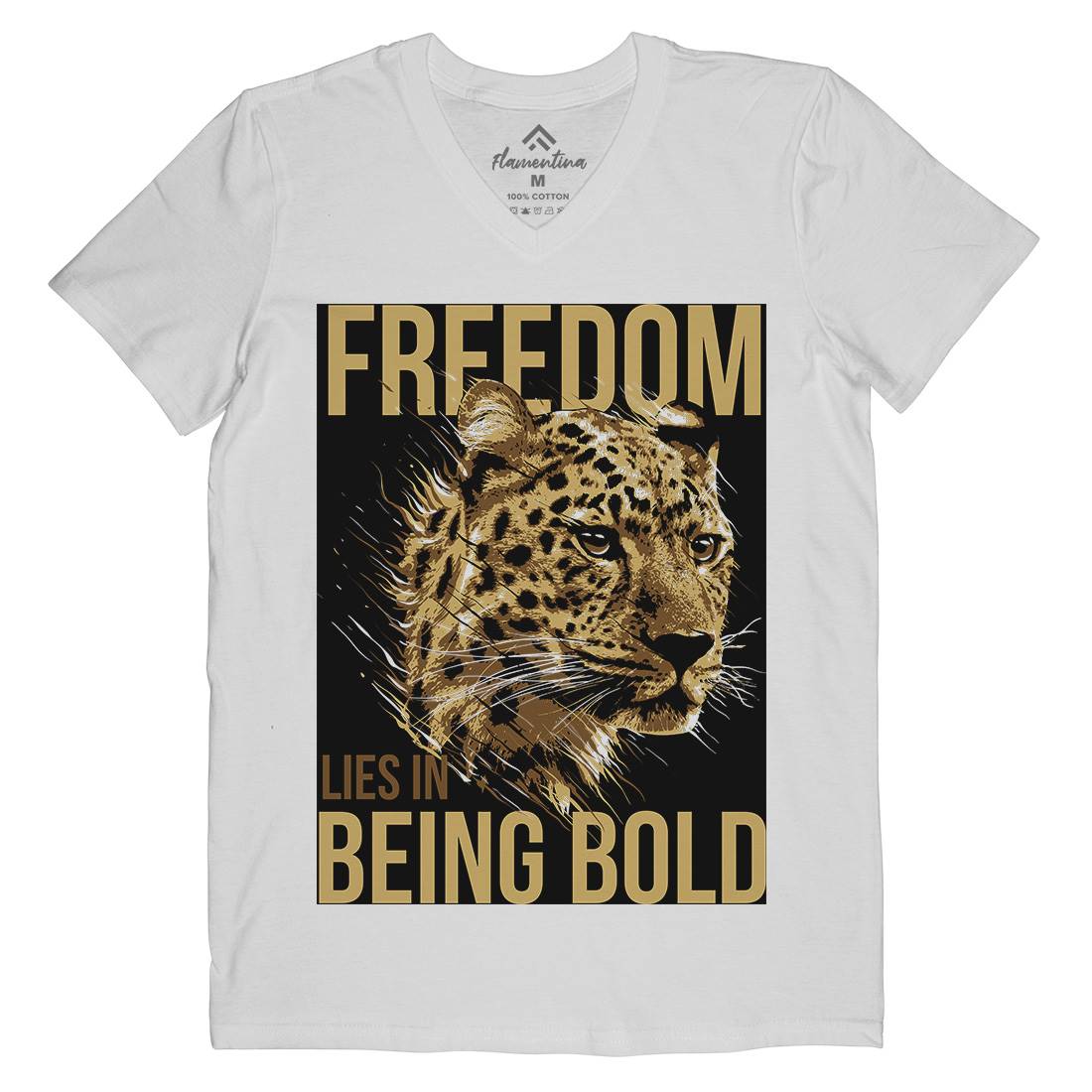 Leopard Mens Organic V-Neck T-Shirt Animals B735