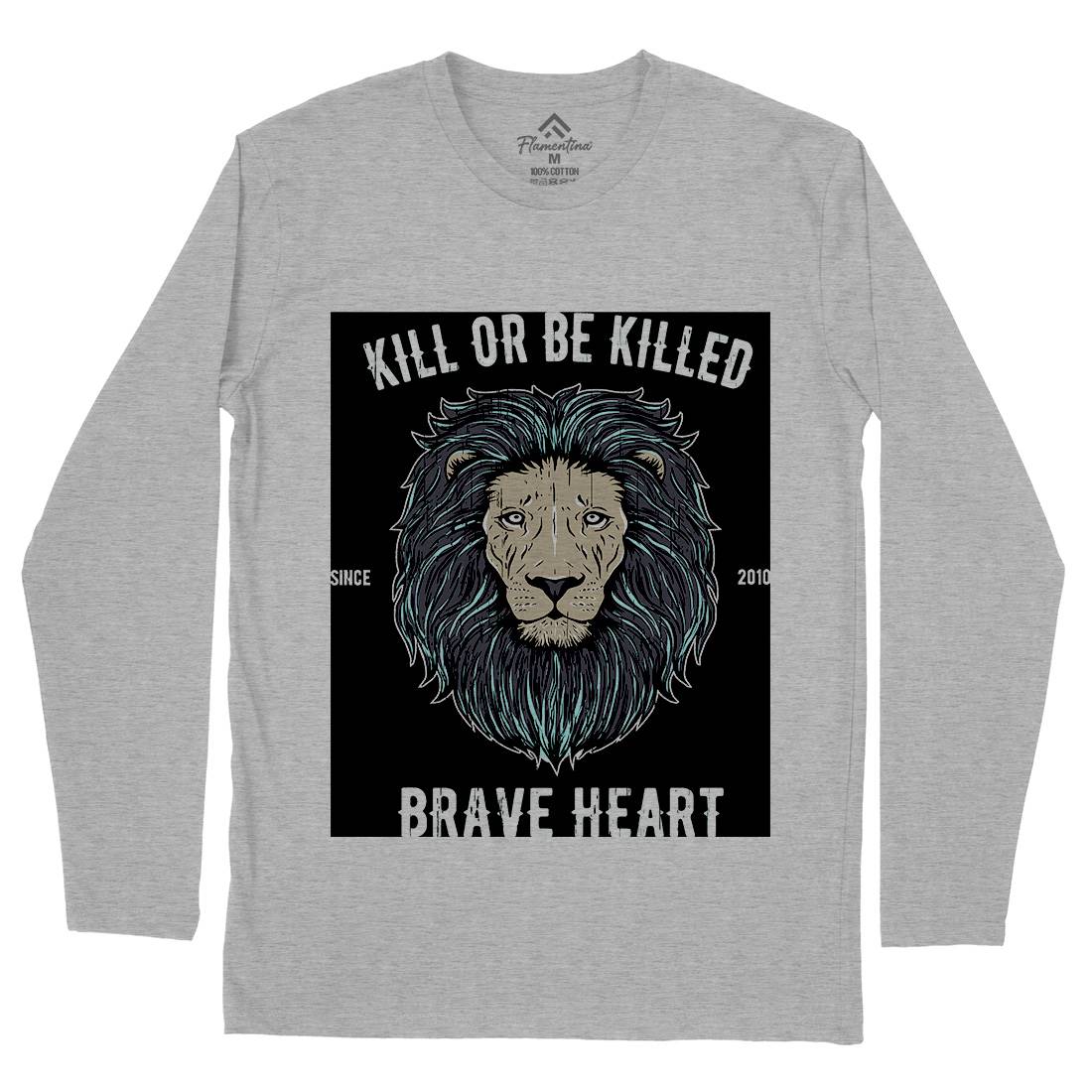 Lion Brave Heart Mens Long Sleeve T-Shirt Animals B736
