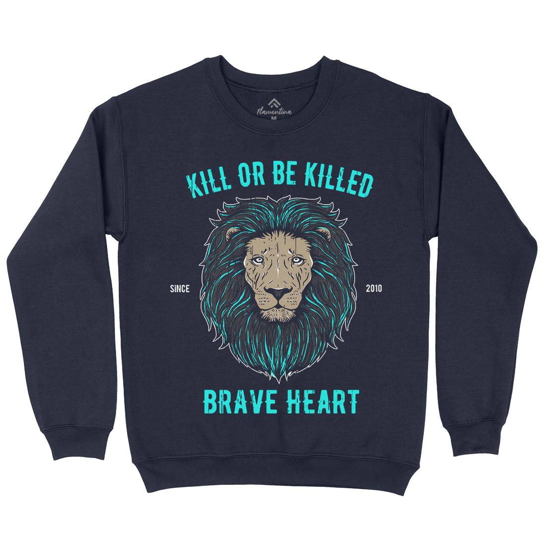 Lion Brave Heart Mens Crew Neck Sweatshirt Animals B736