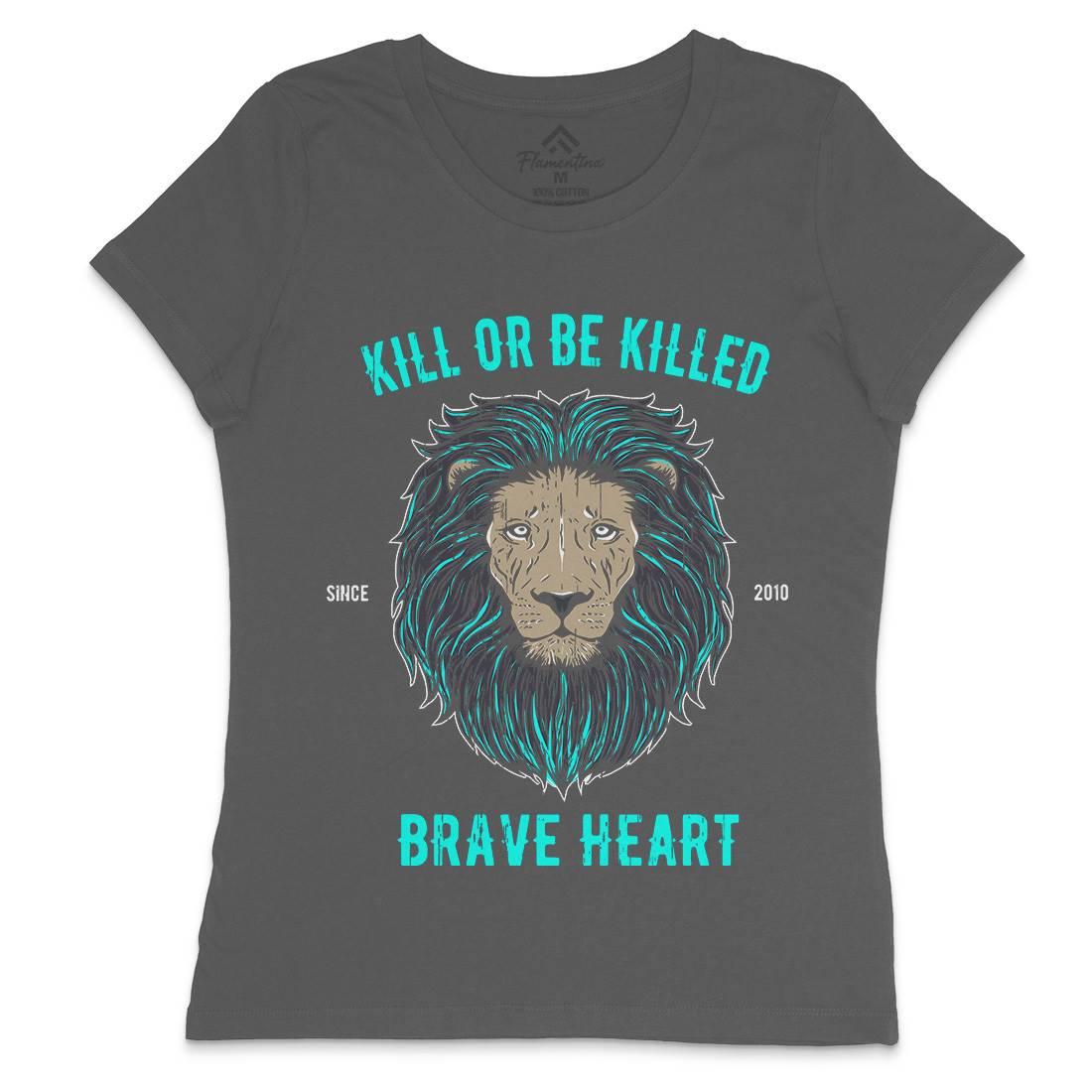 Lion Brave Heart Womens Crew Neck T-Shirt Animals B736