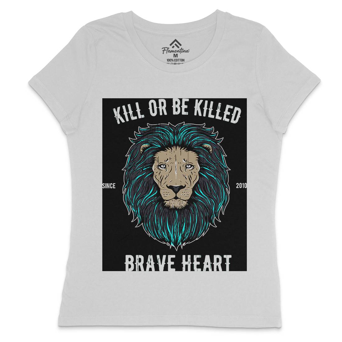 Lion Brave Heart Womens Crew Neck T-Shirt Animals B736