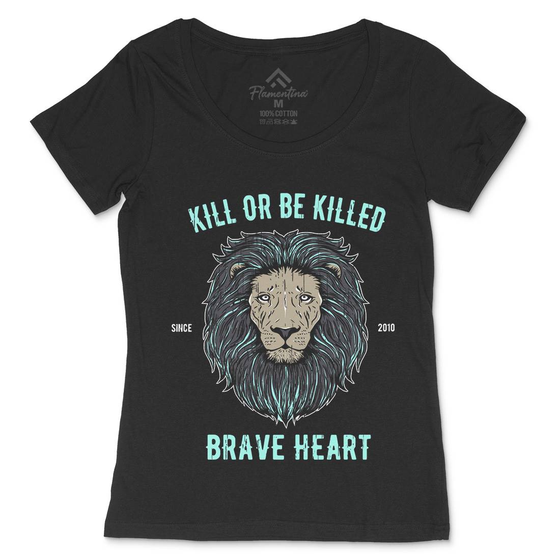 Lion Brave Heart Womens Scoop Neck T-Shirt Animals B736