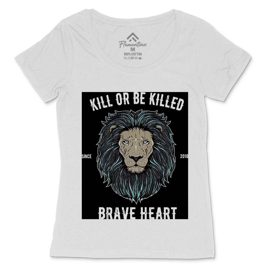Lion Brave Heart Womens Scoop Neck T-Shirt Animals B736