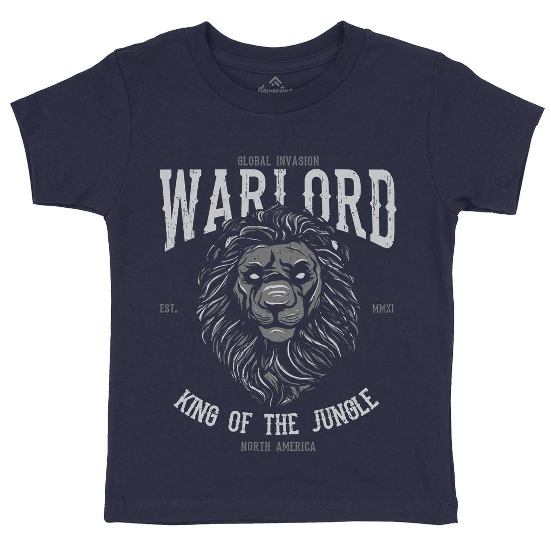 Lion Warlord Kids Organic Crew Neck T-Shirt Animals B737