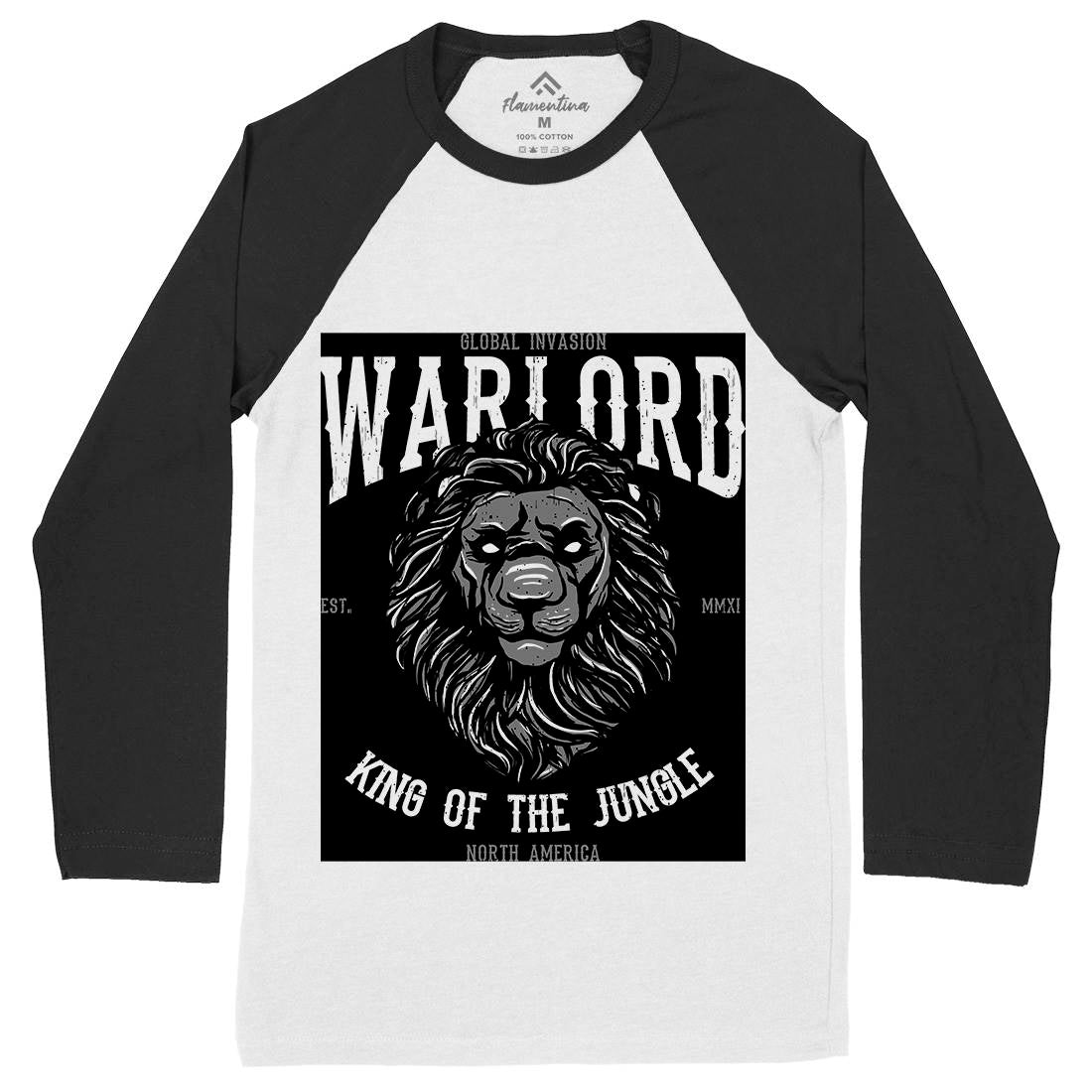Lion Warlord Mens Long Sleeve Baseball T-Shirt Animals B737