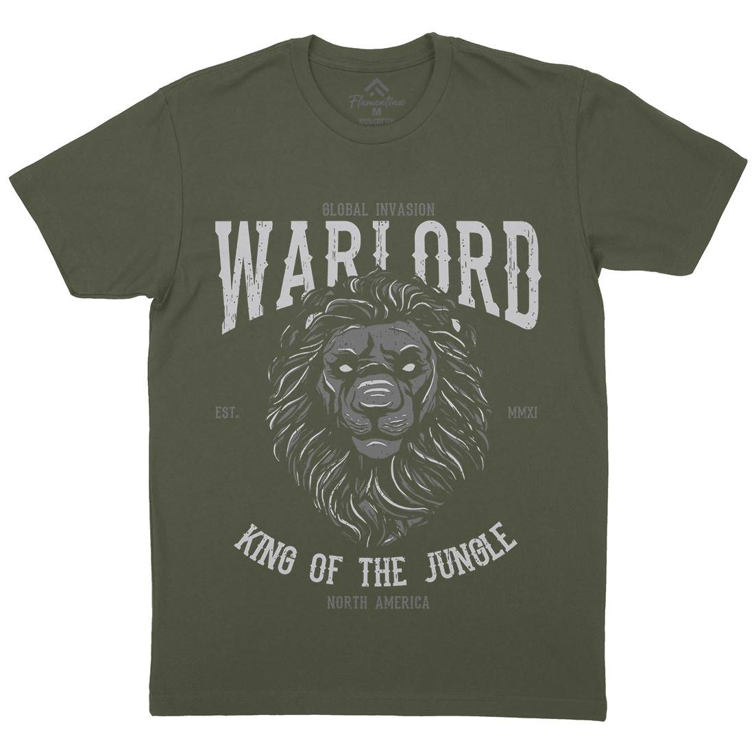 Lion Warlord Mens Crew Neck T-Shirt Animals B737