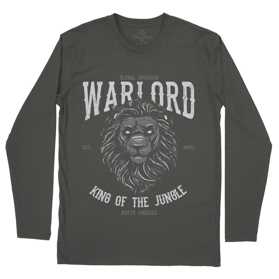 Lion Warlord Mens Long Sleeve T-Shirt Animals B737
