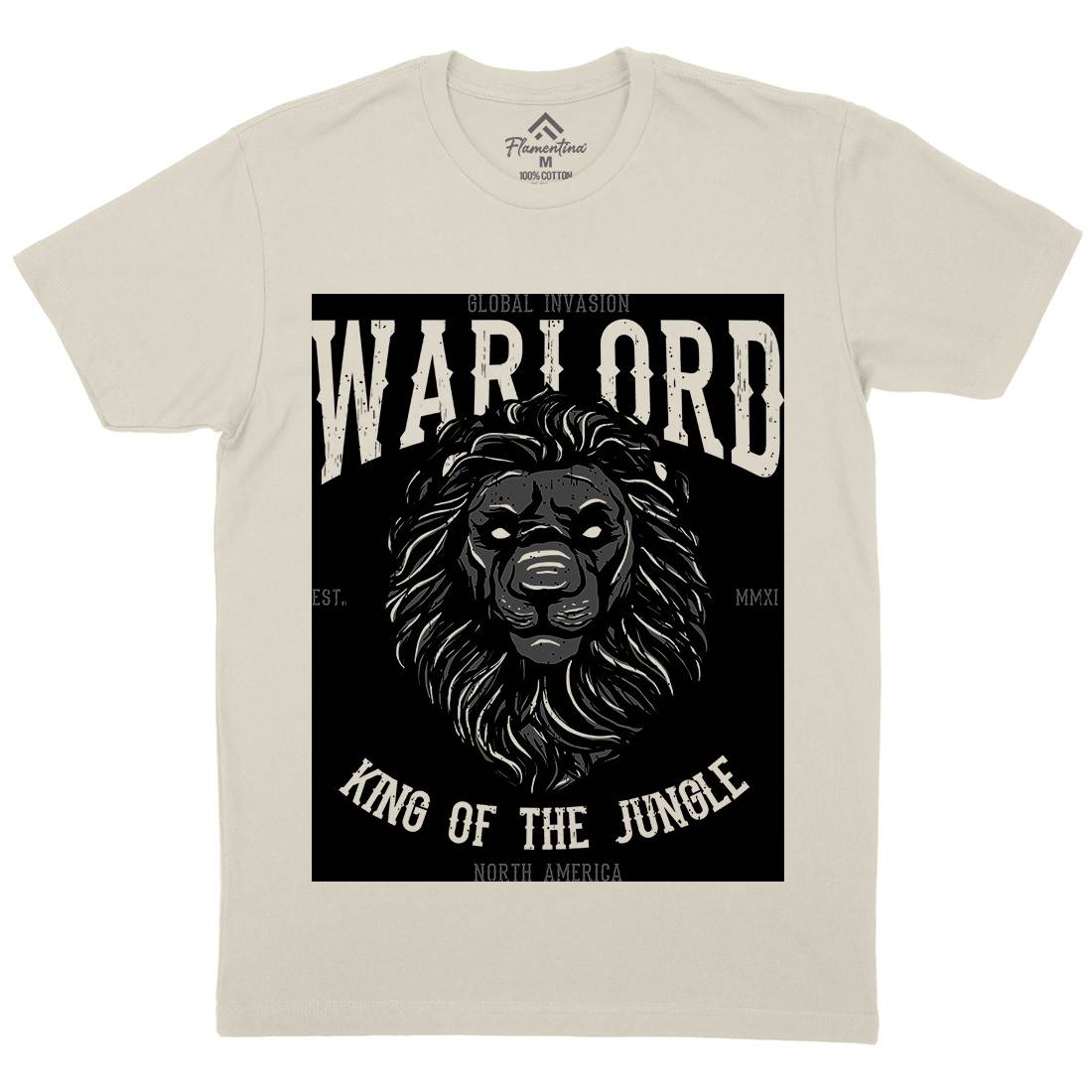 Lion Warlord Mens Organic Crew Neck T-Shirt Animals B737