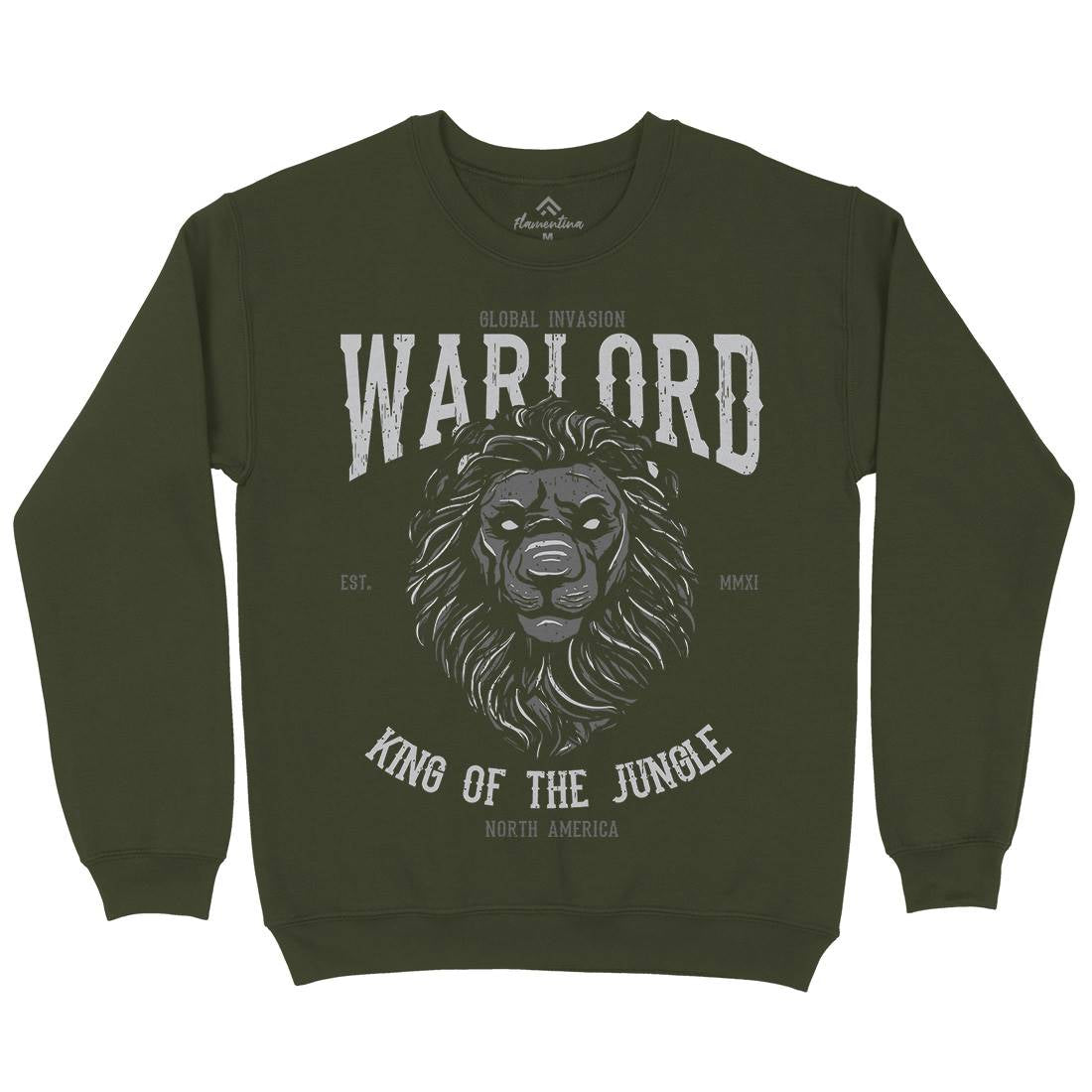 Lion Warlord Mens Crew Neck Sweatshirt Animals B737