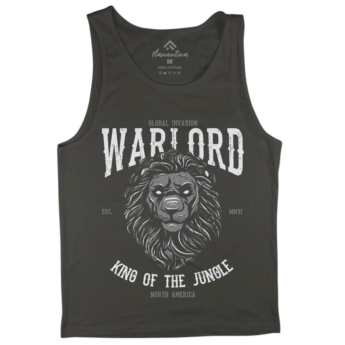 Lion Warlord Mens Tank Top Vest Animals B737