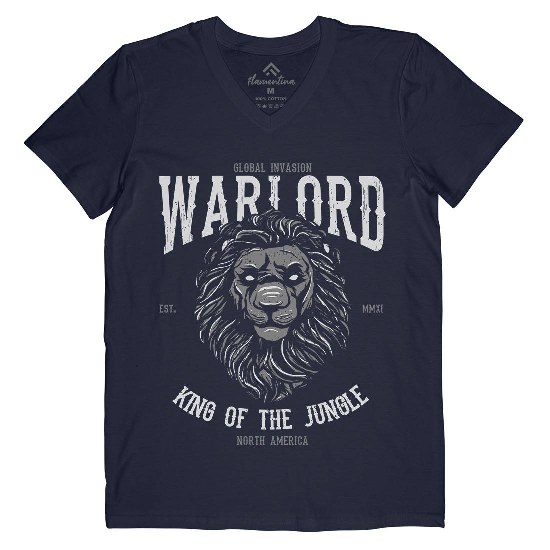 Lion Warlord Mens V-Neck T-Shirt Animals B737