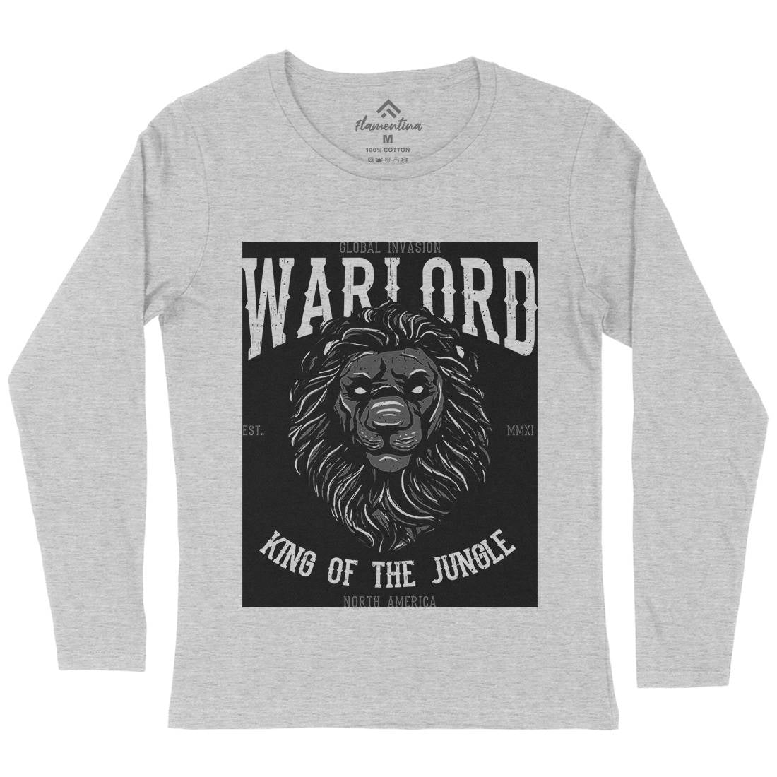 Lion Warlord Womens Long Sleeve T-Shirt Animals B737