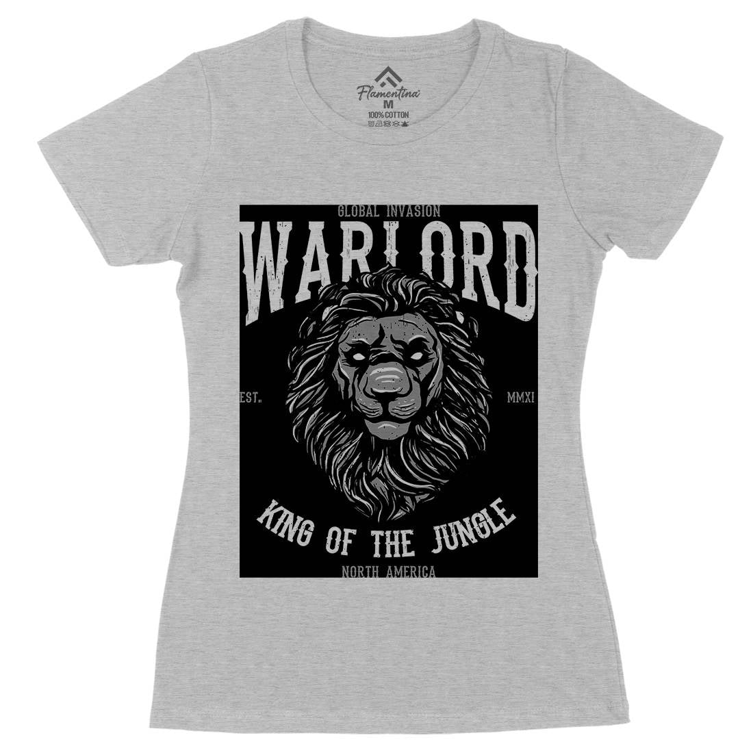 Lion Warlord Womens Organic Crew Neck T-Shirt Animals B737