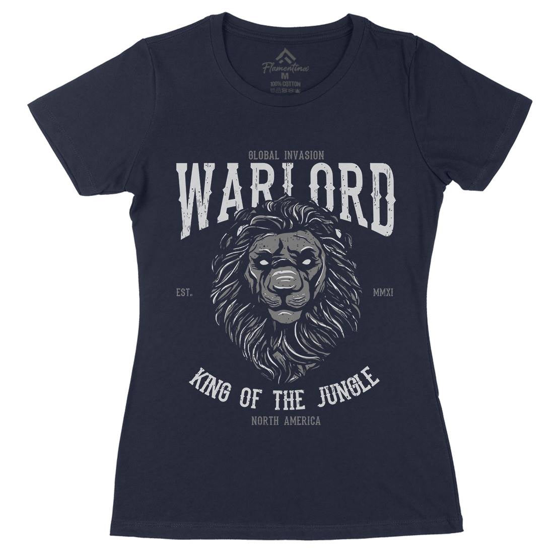 Lion Warlord Womens Organic Crew Neck T-Shirt Animals B737