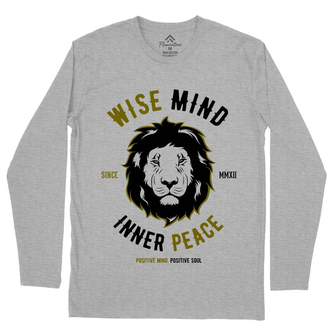 Lion Wise Mens Long Sleeve T-Shirt Animals B738