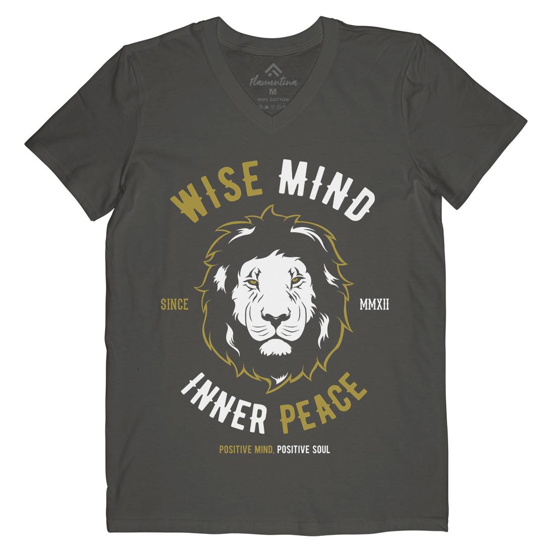 Lion Wise Mens V-Neck T-Shirt Animals B738