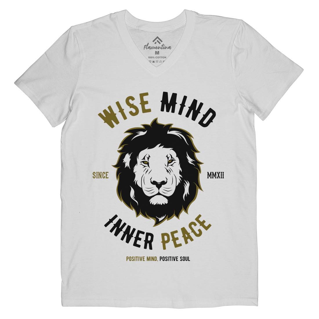 Lion Wise Mens Organic V-Neck T-Shirt Animals B738