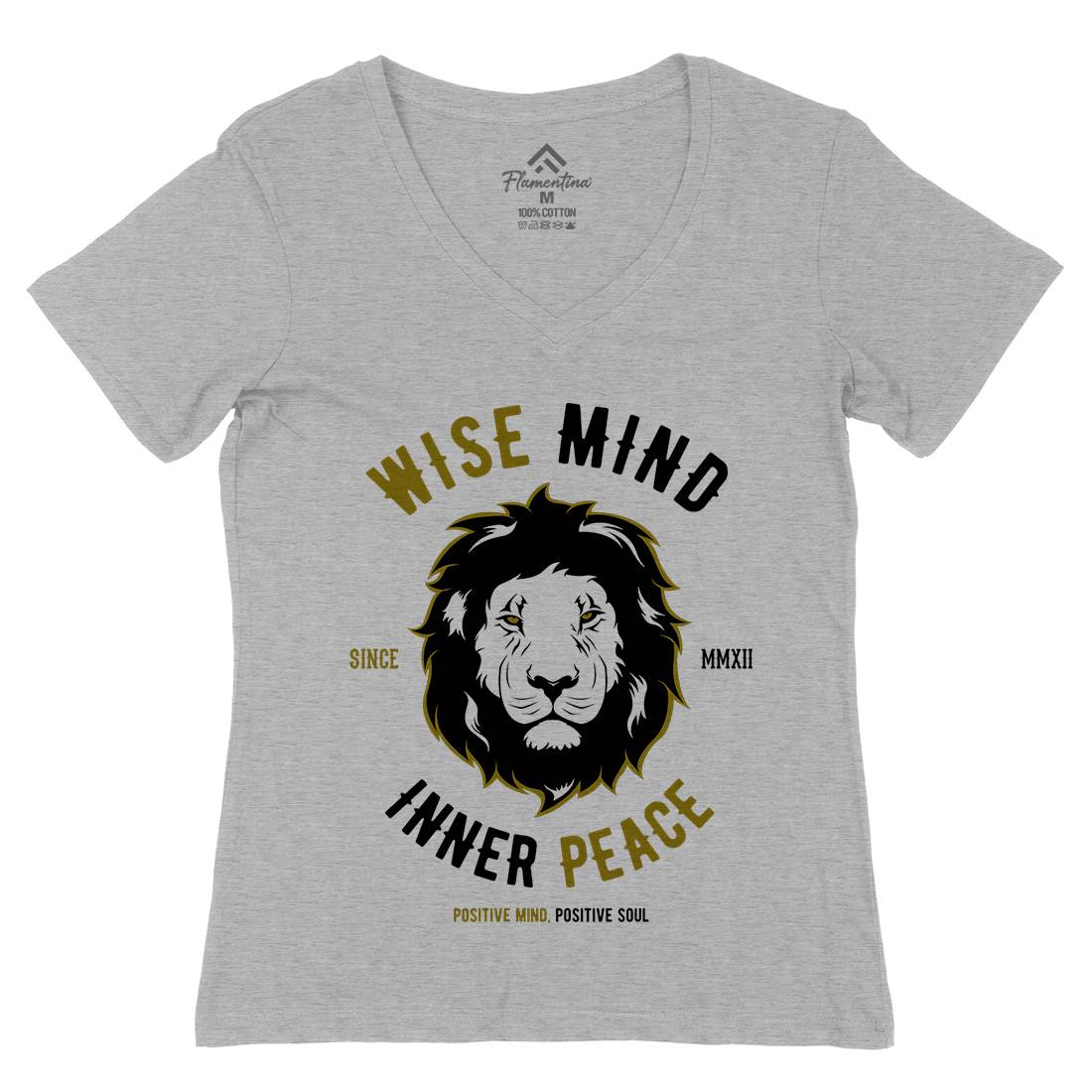 Lion Wise Womens Organic V-Neck T-Shirt Animals B738