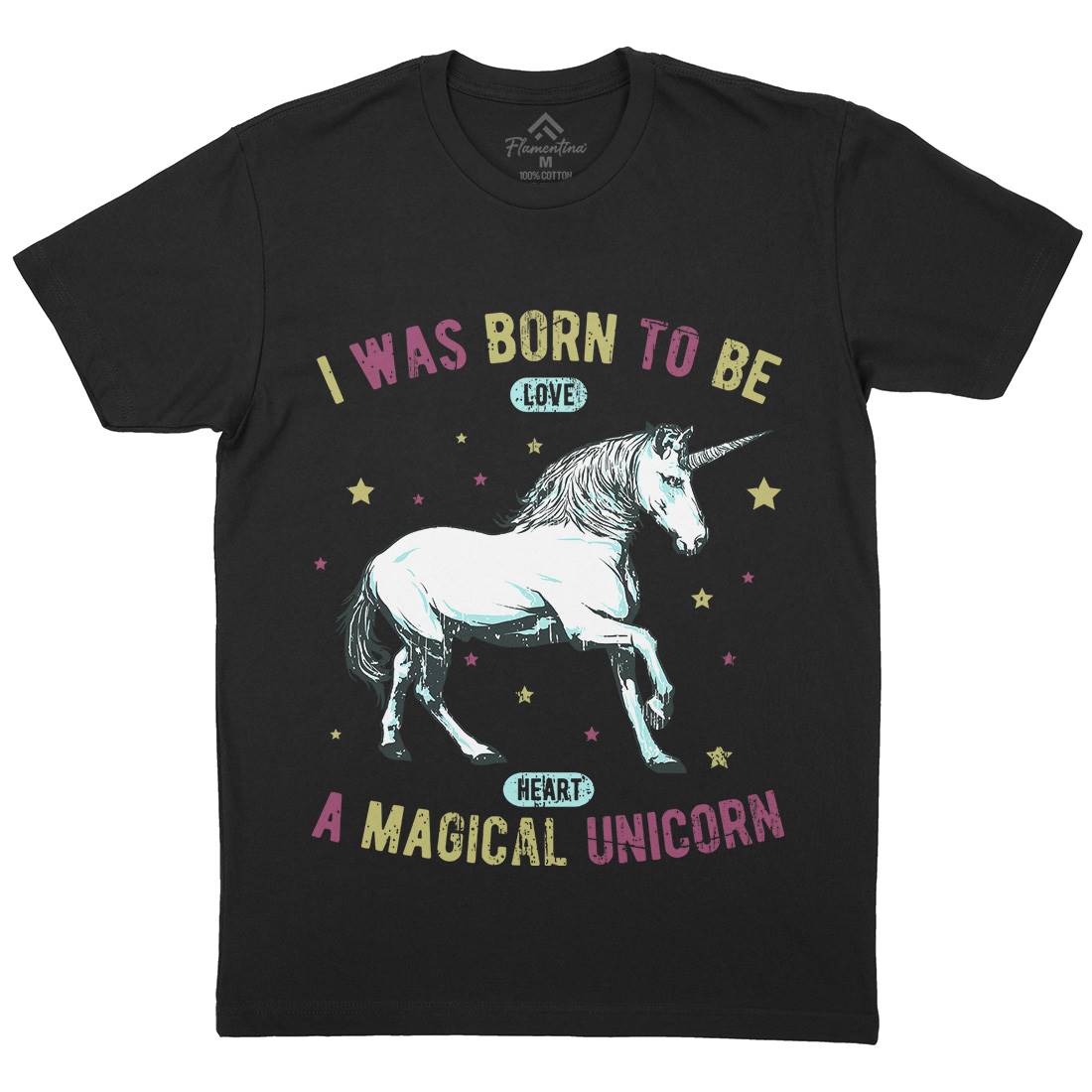 Magical Unicorn Mens Organic Crew Neck T-Shirt Animals B739