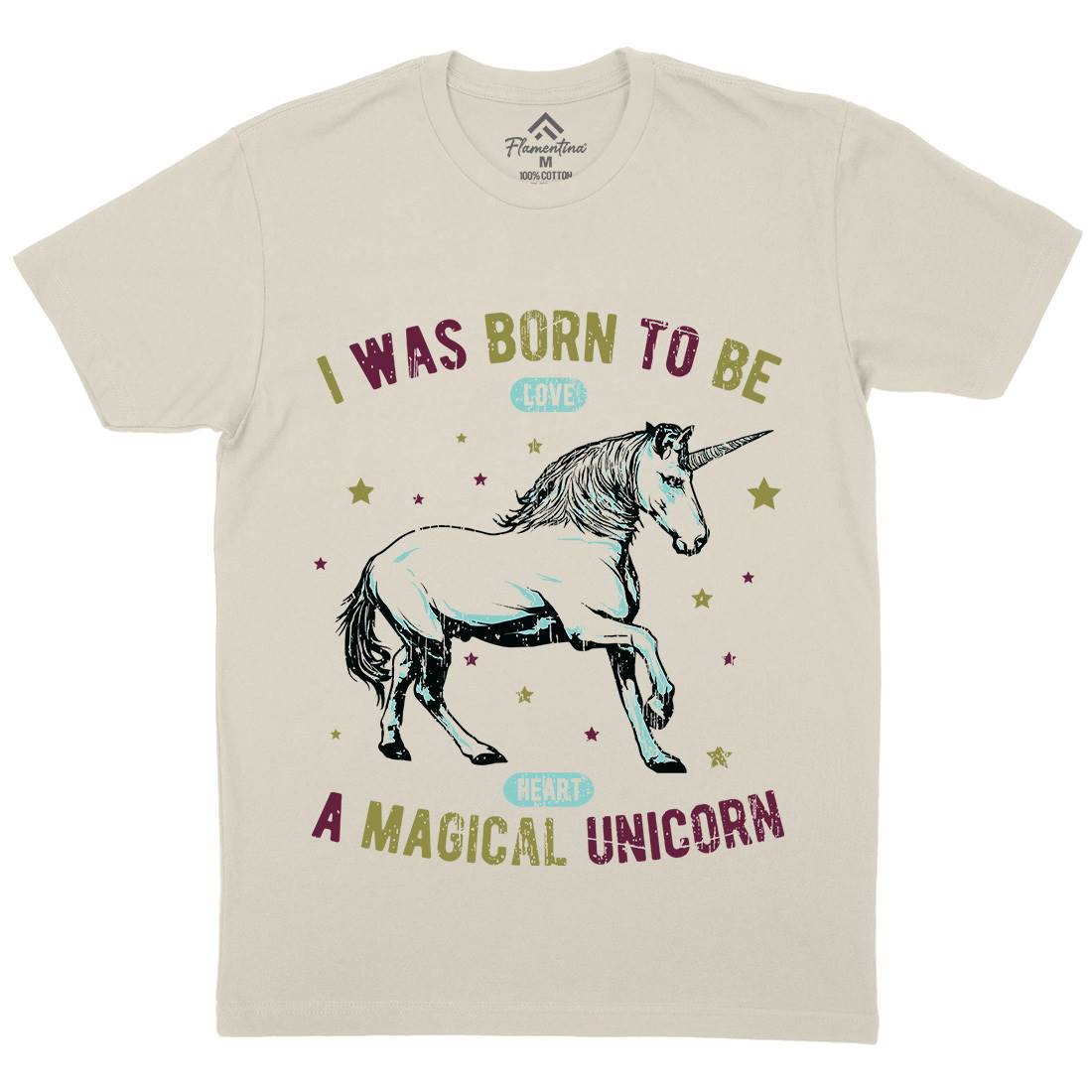 Magical Unicorn Mens Organic Crew Neck T-Shirt Animals B739